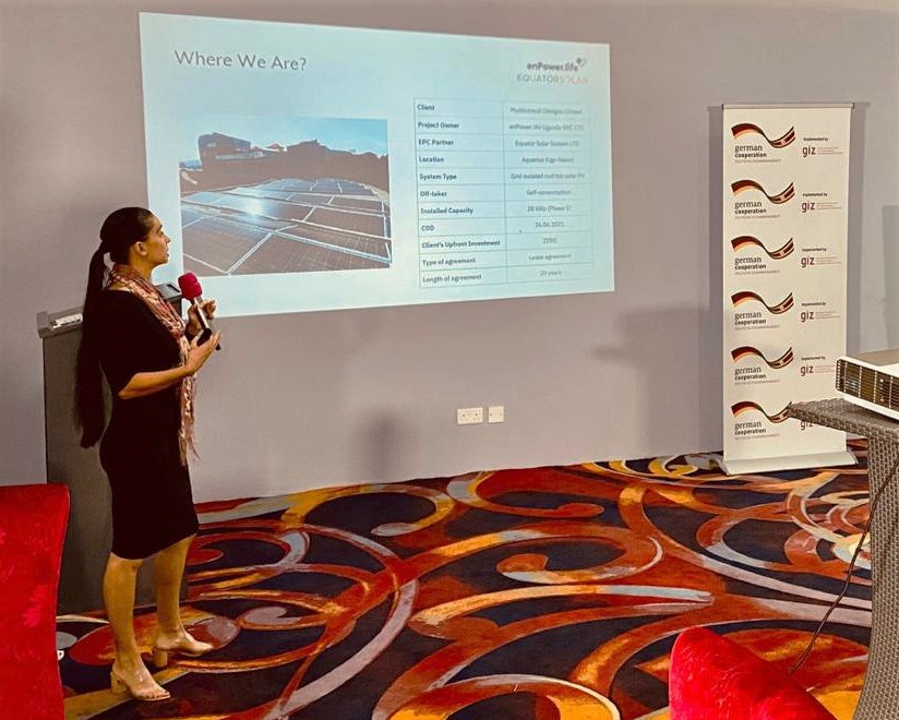 enpowerlife representative Natalia Walton at the conference hosted by the GIZ and Equator Solar about holistic solar energy solutions for the tea industry in Uganda.